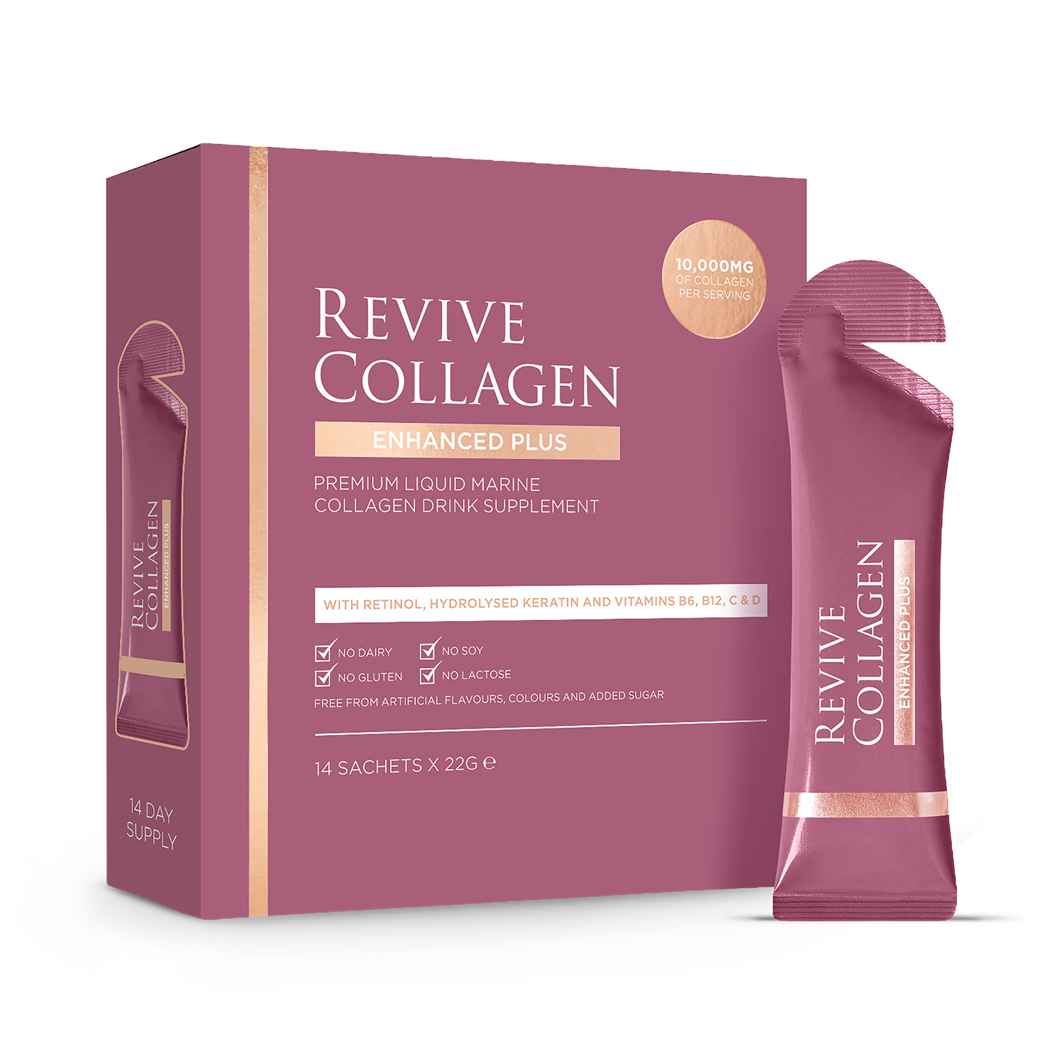 Revive Marine Collagen Drink Tropical 14 Sachets, imported from the UK