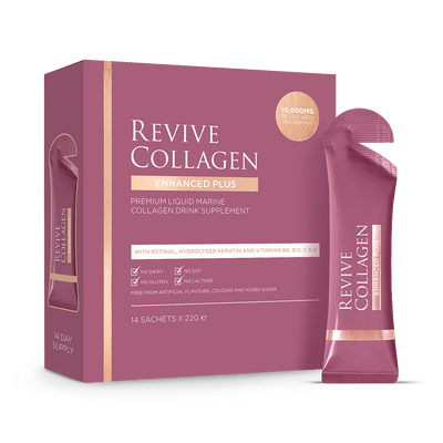 Holland & Barrett Revive Collagen Enhanced Plus Liquid Marine Collagen Tropical Flavour 14 Sachets- Buy online at McGrocer