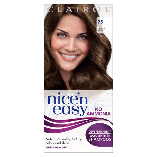 Clairol Nice'n Easy Non Permanent Hair Dye No Ammonia Light Ash Brown 75 Brunette Sainsburys   