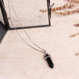 Myga silver plated necklace with obsidian pendant 45cm (British brand)
