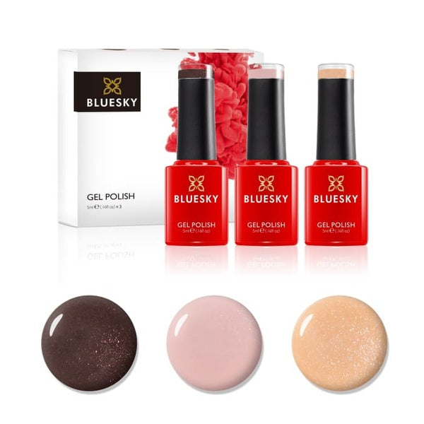 Bluesky mini trio set nude powder gel polish - British product