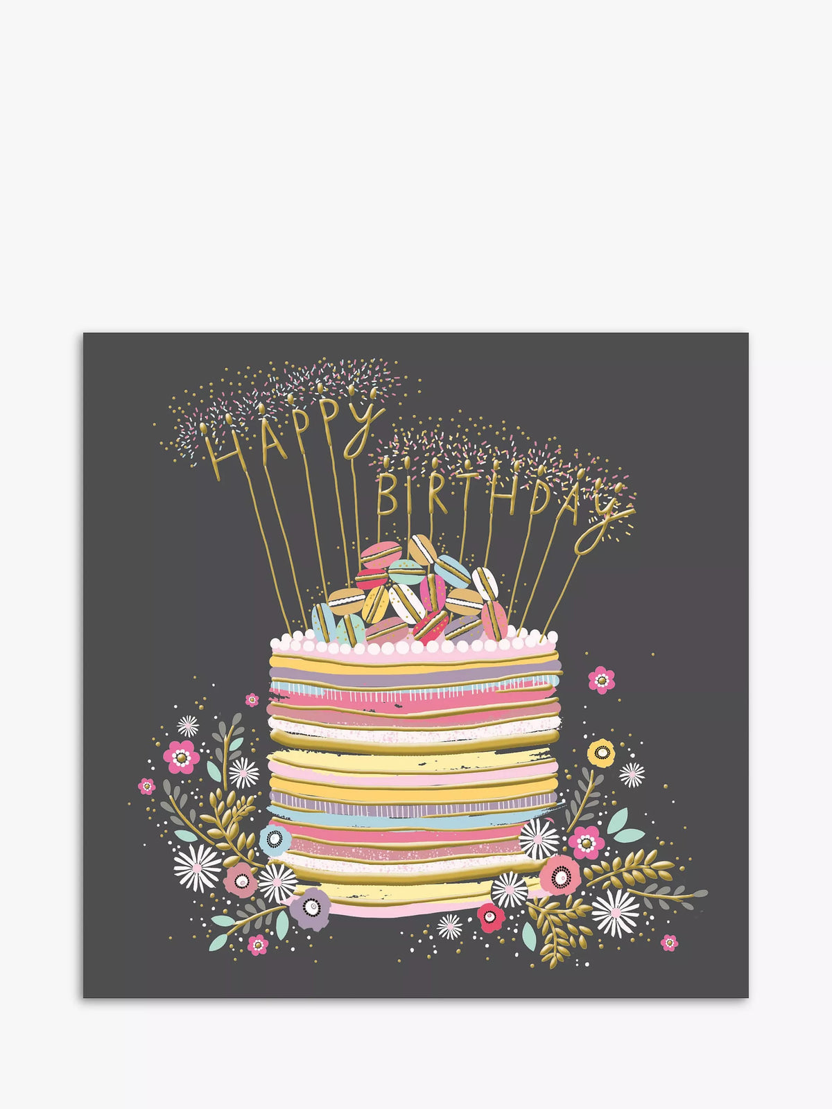 Woodmansterne Striped Cake birthday card 16.6x16.9cm (British brand)