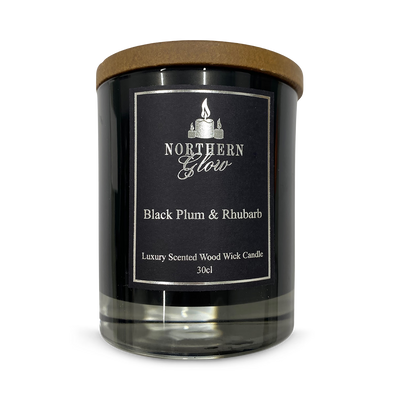Holland & Barrett Scented Wood Wick Candle Black Plum & Rhubarb 30cl- Buy online at McGrocer