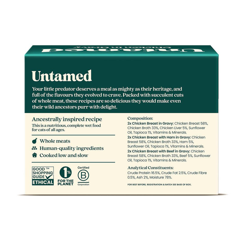 Untamed wet cat food chicken selection box 6x75g (British brand)