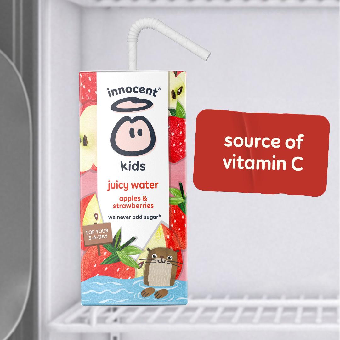 Innocent Kids Juicy Water Apple Strawberry 600ml pack, imported from the UK