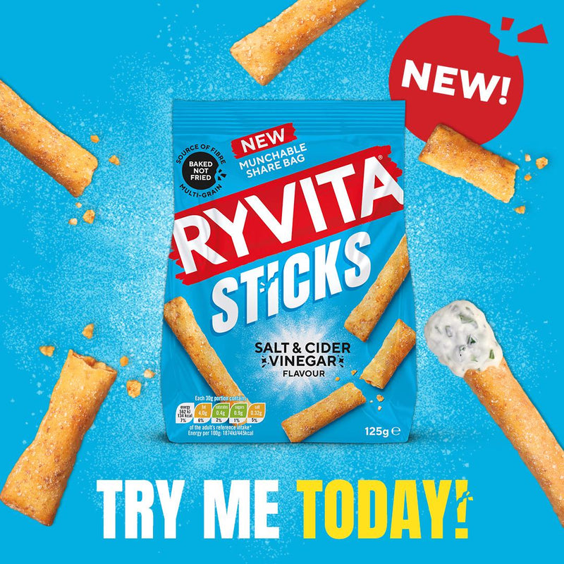 Ryvita Salt & Vinegar Sticks 125g - British product