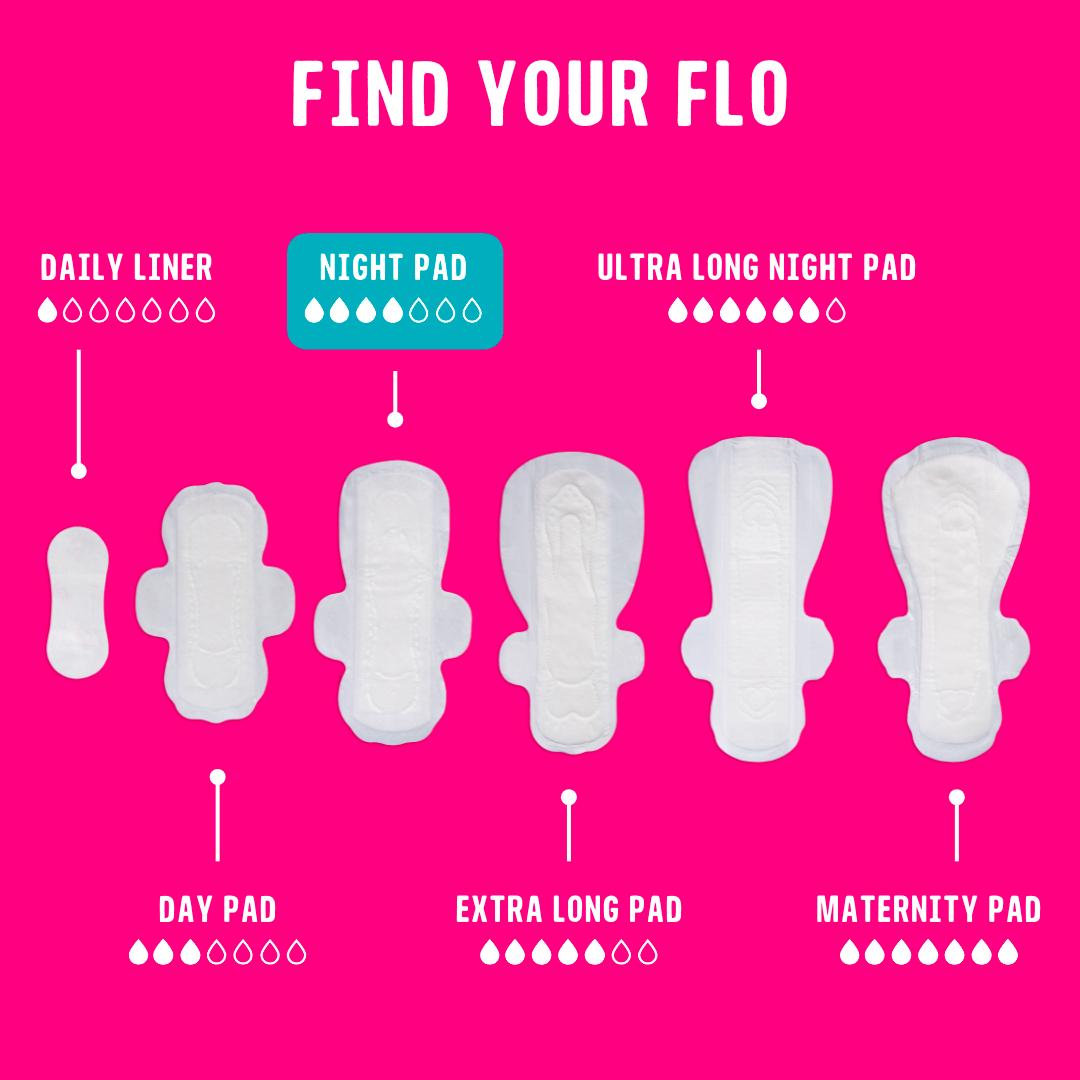 Flo bamboo super absorbent night pads x14, imported from the UK