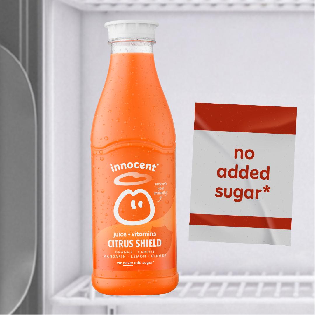 innocent Plus Citrus Shield orange carrot juice 750ml, imported from the UK