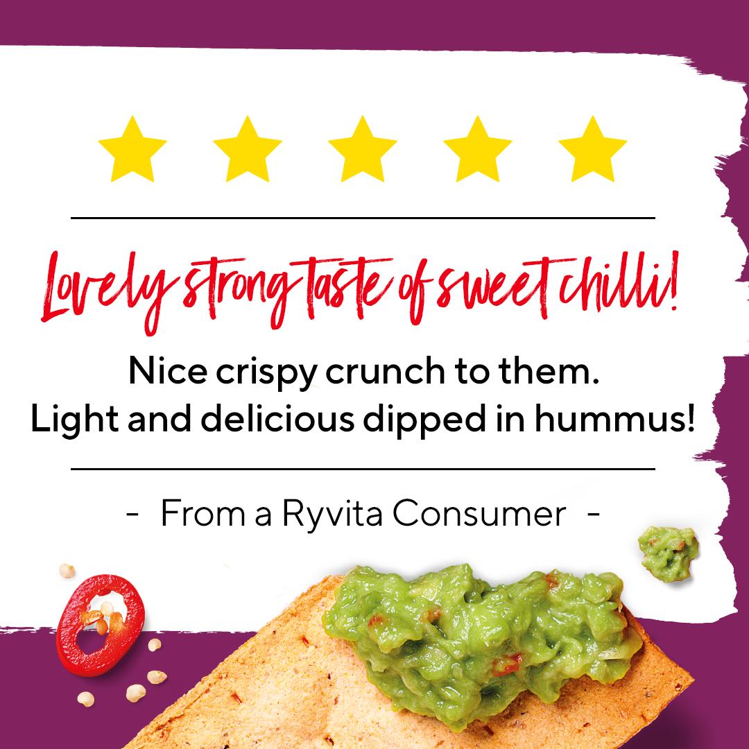 Ryvita Sweet Chilli Thins flatbread crackers 125g, imported from the UK