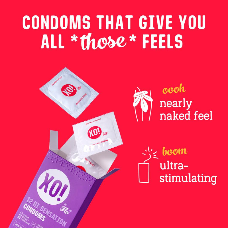 XO! by Flo ribbed dotted natural feel condoms x12 - British product