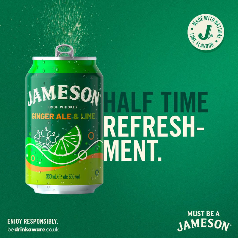 Jameson pre-mixed whiskey ginger ale and lime 330ml, UK version