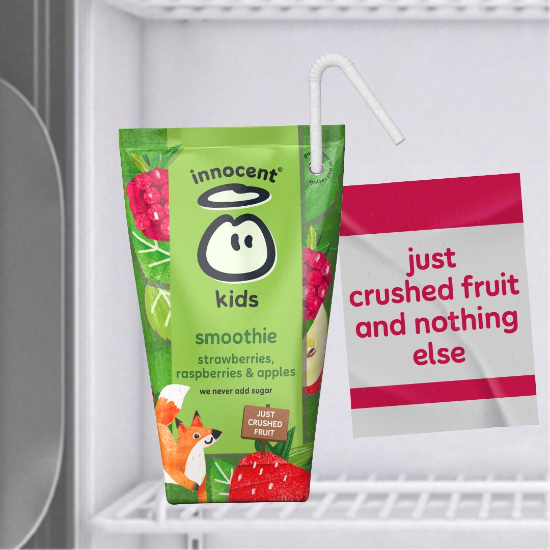 Innocent kids smoothie strawberries raspberries apples 4x150ml (British brand)