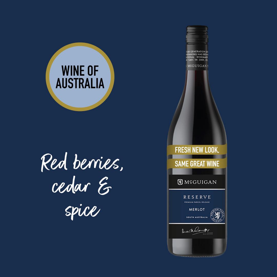 McGuigan Reserve Merlot red wine 75cl, imported from the UK