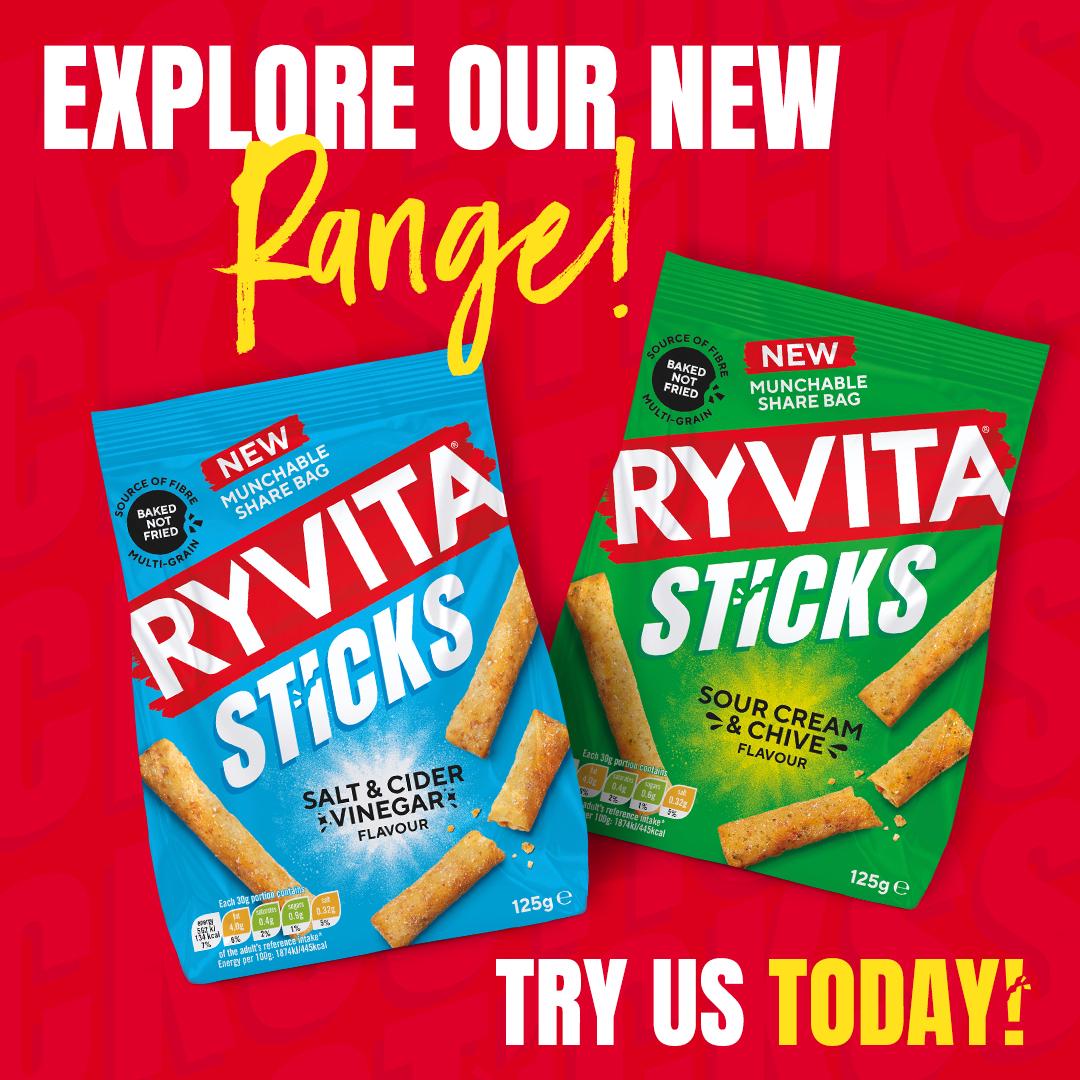 Ryvita sour cream and chive sticks 125g, UK version