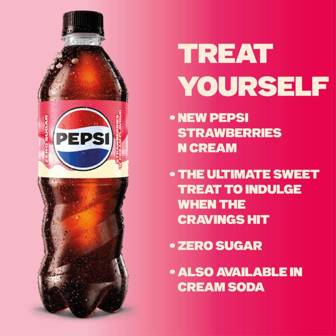 Pepsi Treats Strawberries N Cream bottle 500ml, UK version
