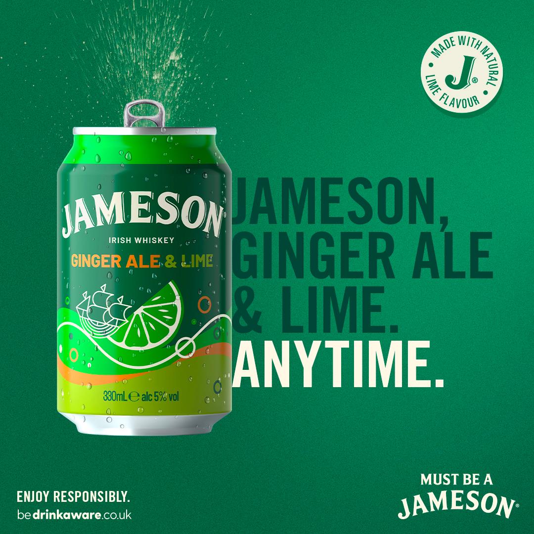 Jameson pre-mixed whiskey ginger ale and lime 330ml, UK version
