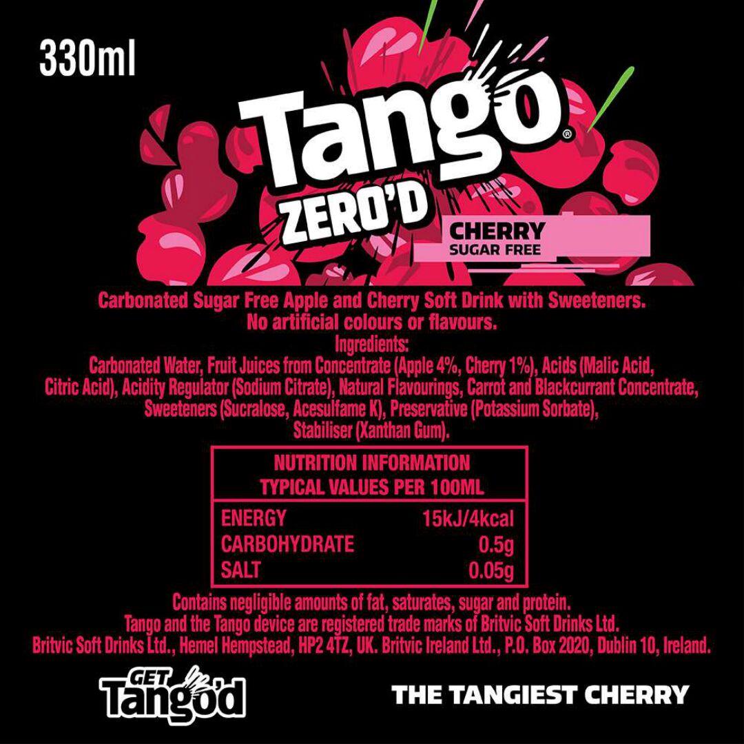 Tango Cherry Sugar Free Soft Drink 8x330ml (British brand)