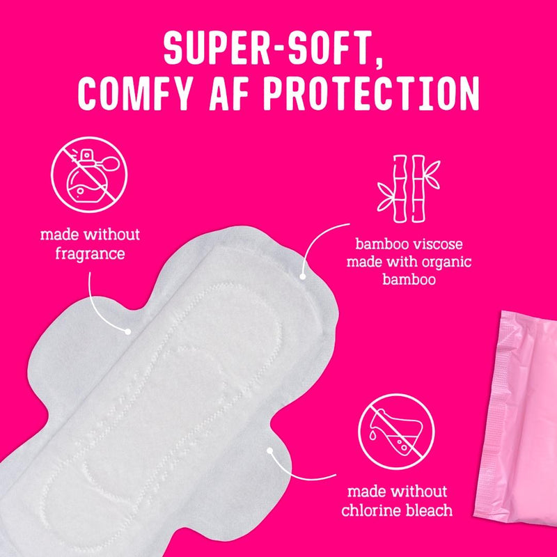 Flo bamboo sanitary pads with wings 16 count, imported from the UK