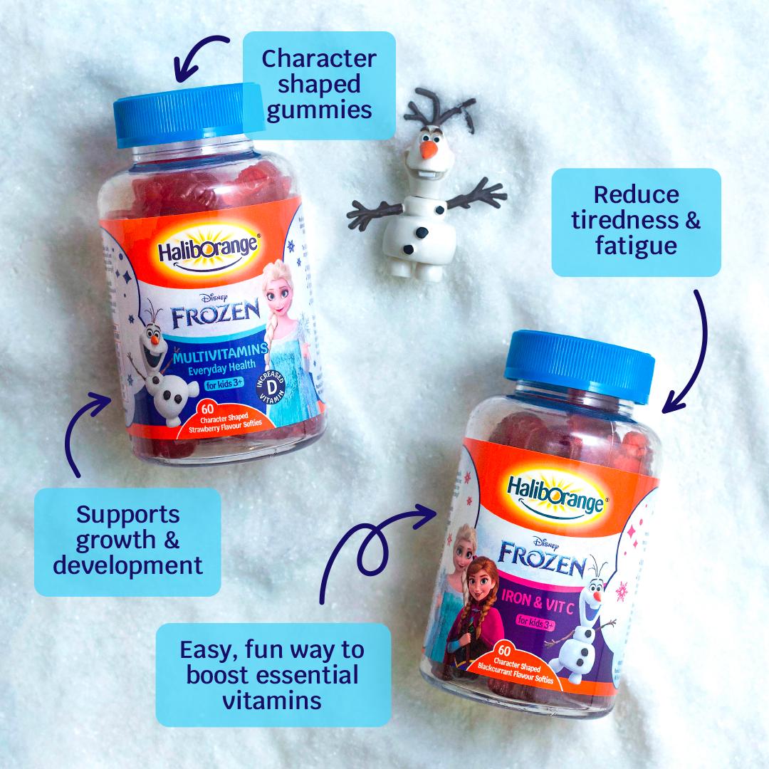 Haliborange Disney Frozen Iron & Vit C 60 Character Shaped Blackcurrant Flavour Softies for Kids 3+