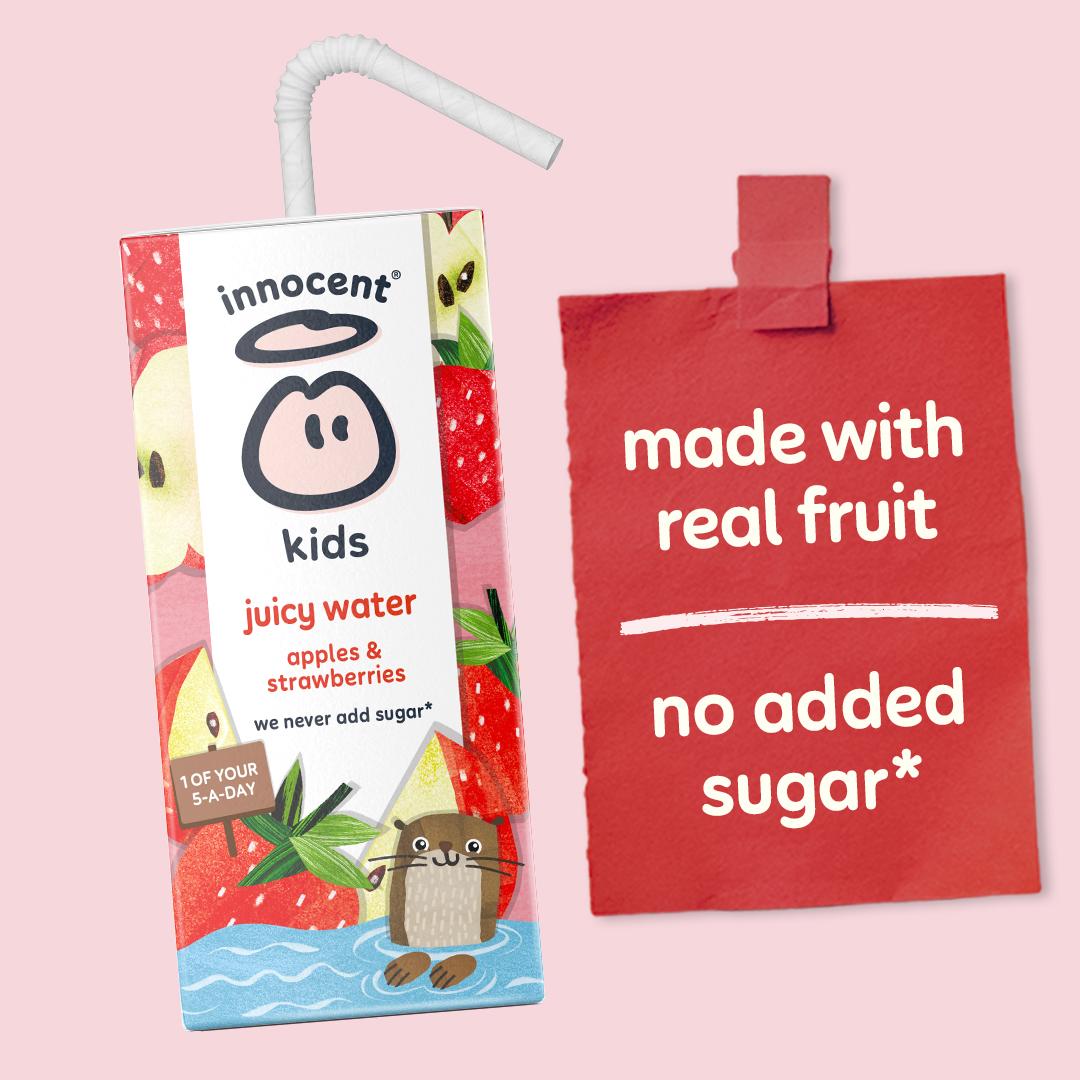 Innocent Kids Juicy Water Apple Strawberry 600ml pack, imported from the UK