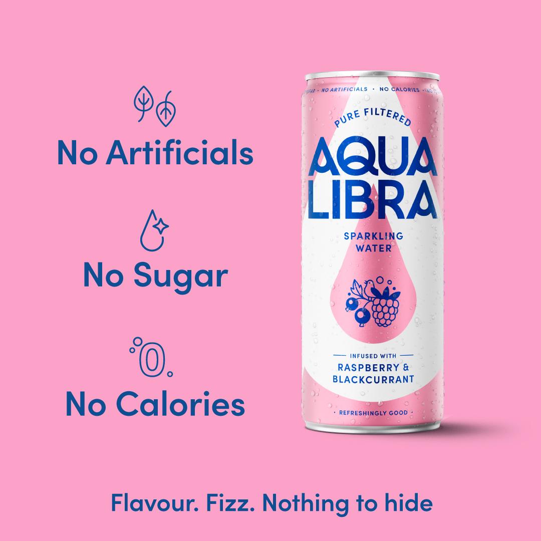 Aqua Libra Sparkling Water Raspberry Blackcurrant 4x330ml - British product