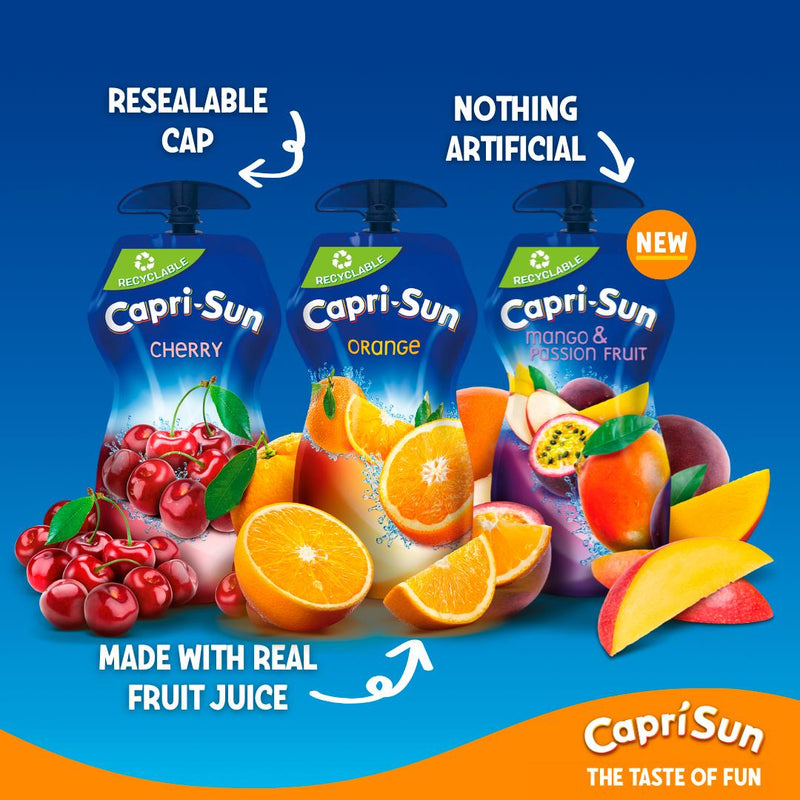 Capri-Sun soft drink Mango & Passion Fruit 330ml, imported from the UK