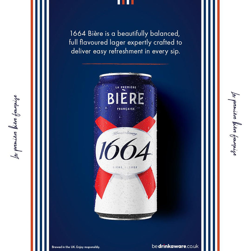 Kronenbourg 1664 lager beer 440ml cans (British brand)