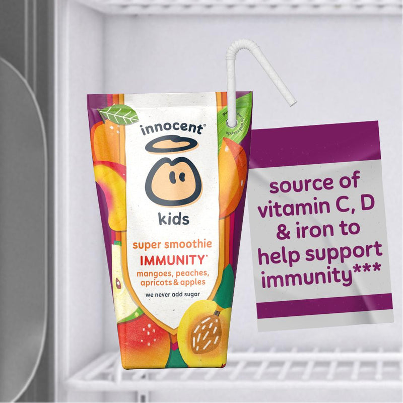 Innocent kids smoothie mango peach apricot 4x150ml, imported from the UK