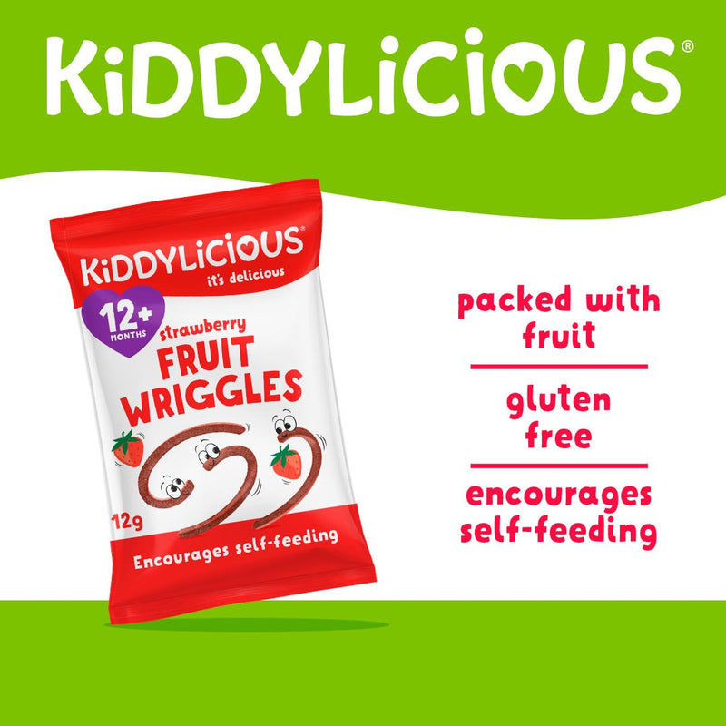 Kiddylicious baby snacks Strawberry Wriggles 12g - British product