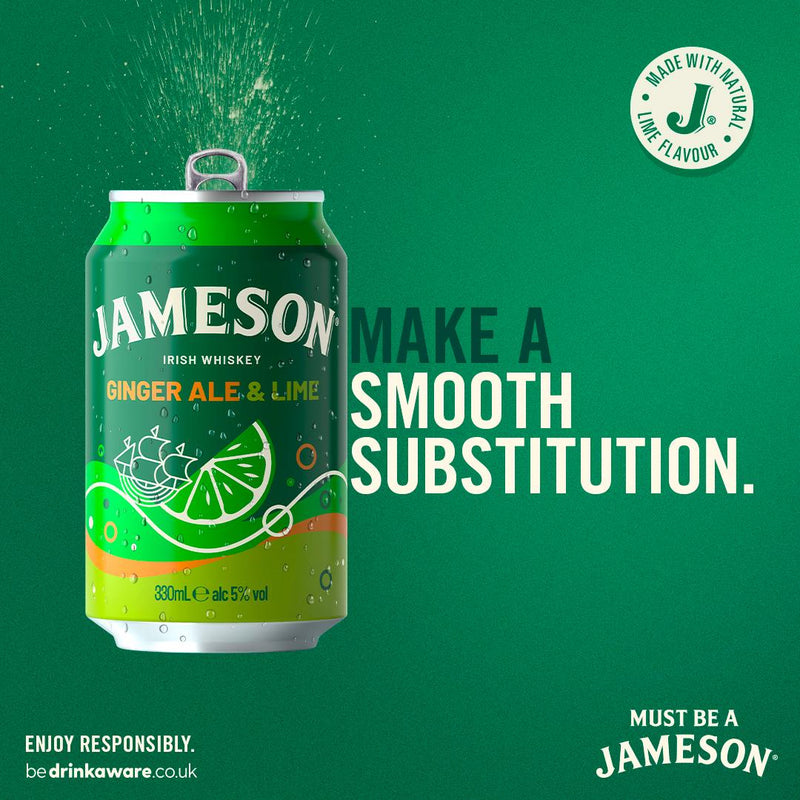 Jameson pre-mixed whiskey ginger ale and lime 330ml, UK version