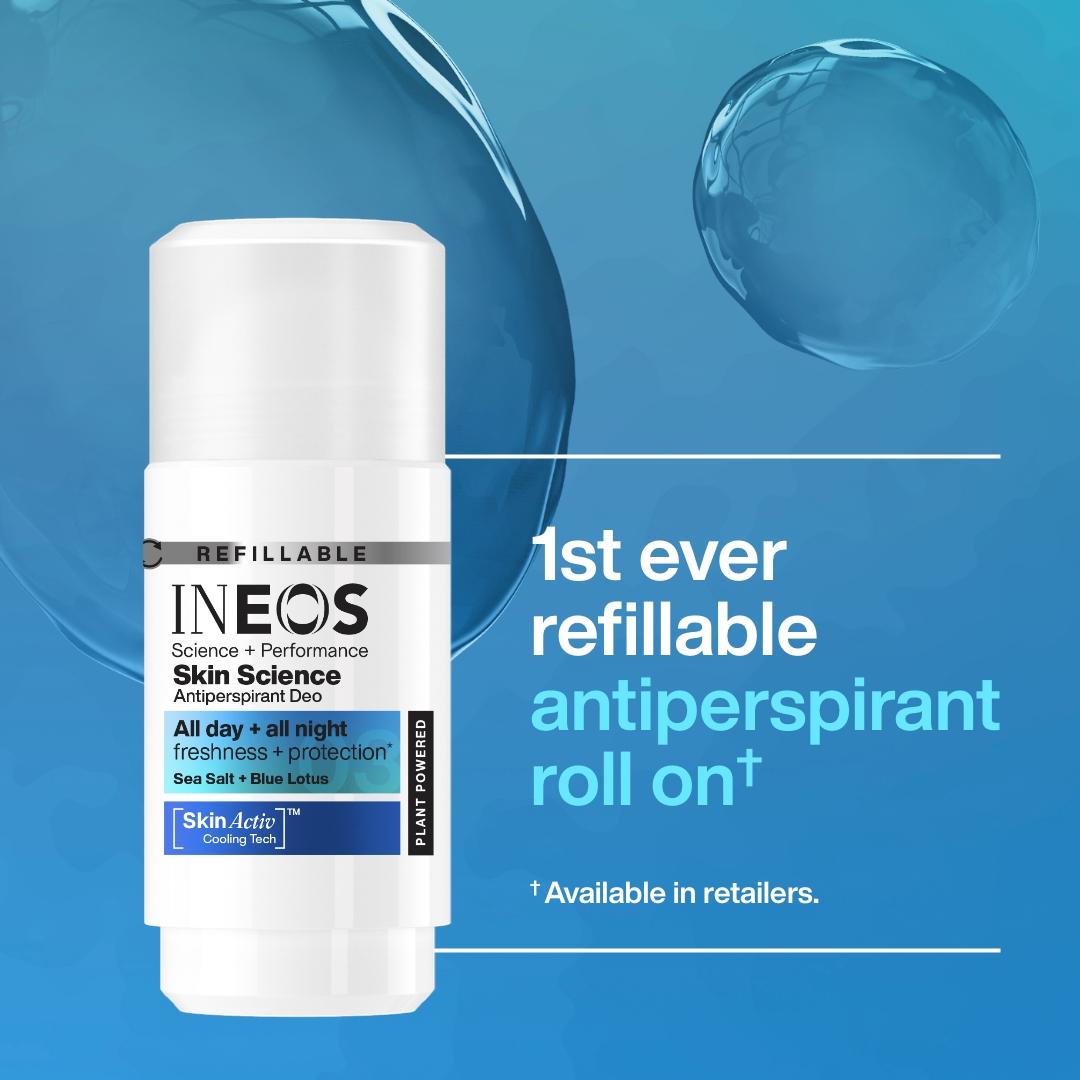 Ineos antiperspirant roll-on Sea Salt + Blue Lotus 50ml, imported from the UK