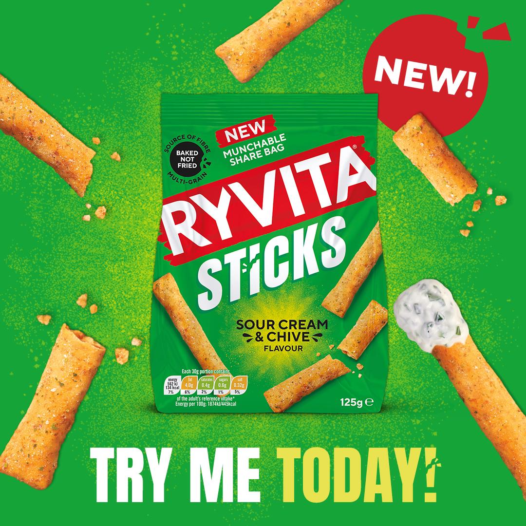 Ryvita sour cream and chive sticks 125g, UK version