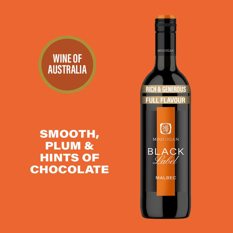 McGuigan Black Label Malbec red wine 75cl, imported from the UK