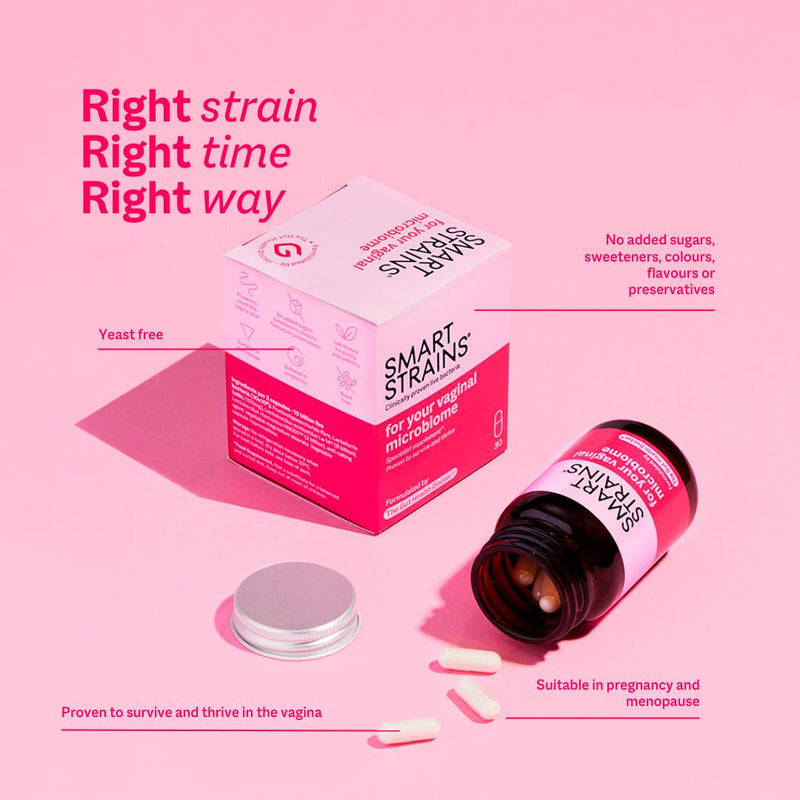 Smart Strains vaginal probiotic 30 capsules, imported from the UK