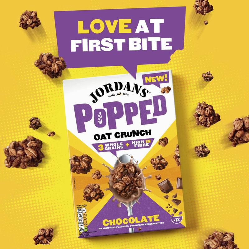 Jordans chocolate popped oat crunch breakfast cereal 425g - British product