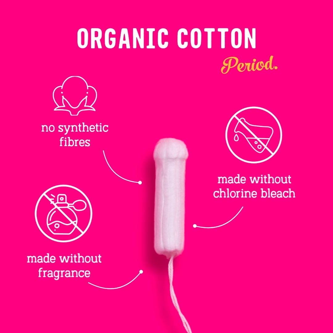 Flo organic cotton tampons combo pack 8 regular + 6 super, imported from the UK