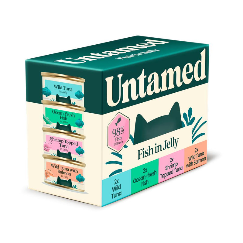 Untamed wet cat food fish jelly selection box 6x75g - British product