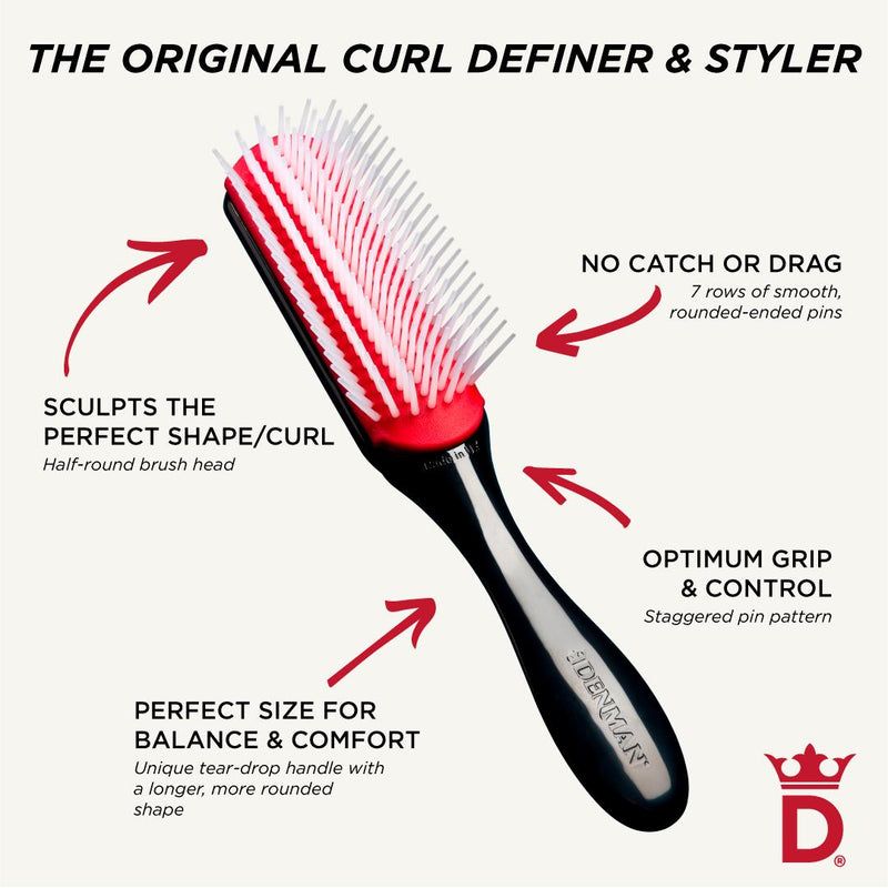 Denman D3 original curl definer styler 7 row brush (British brand)