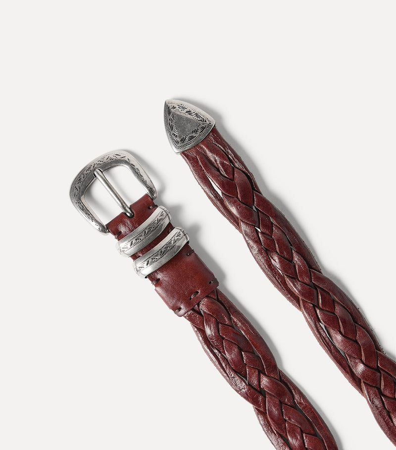 Brunello Cucinelli leather woven belt 3cm width, UK version