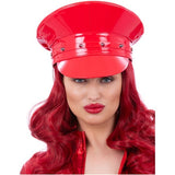 Fever Deluxe red wetlook studded captain's hat (British brand)