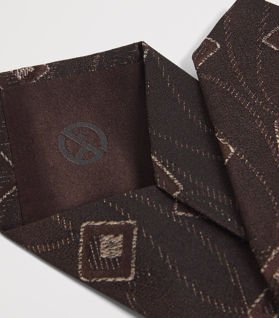 Giorgio Armani silk geometric jacquard tie 8cm - British product