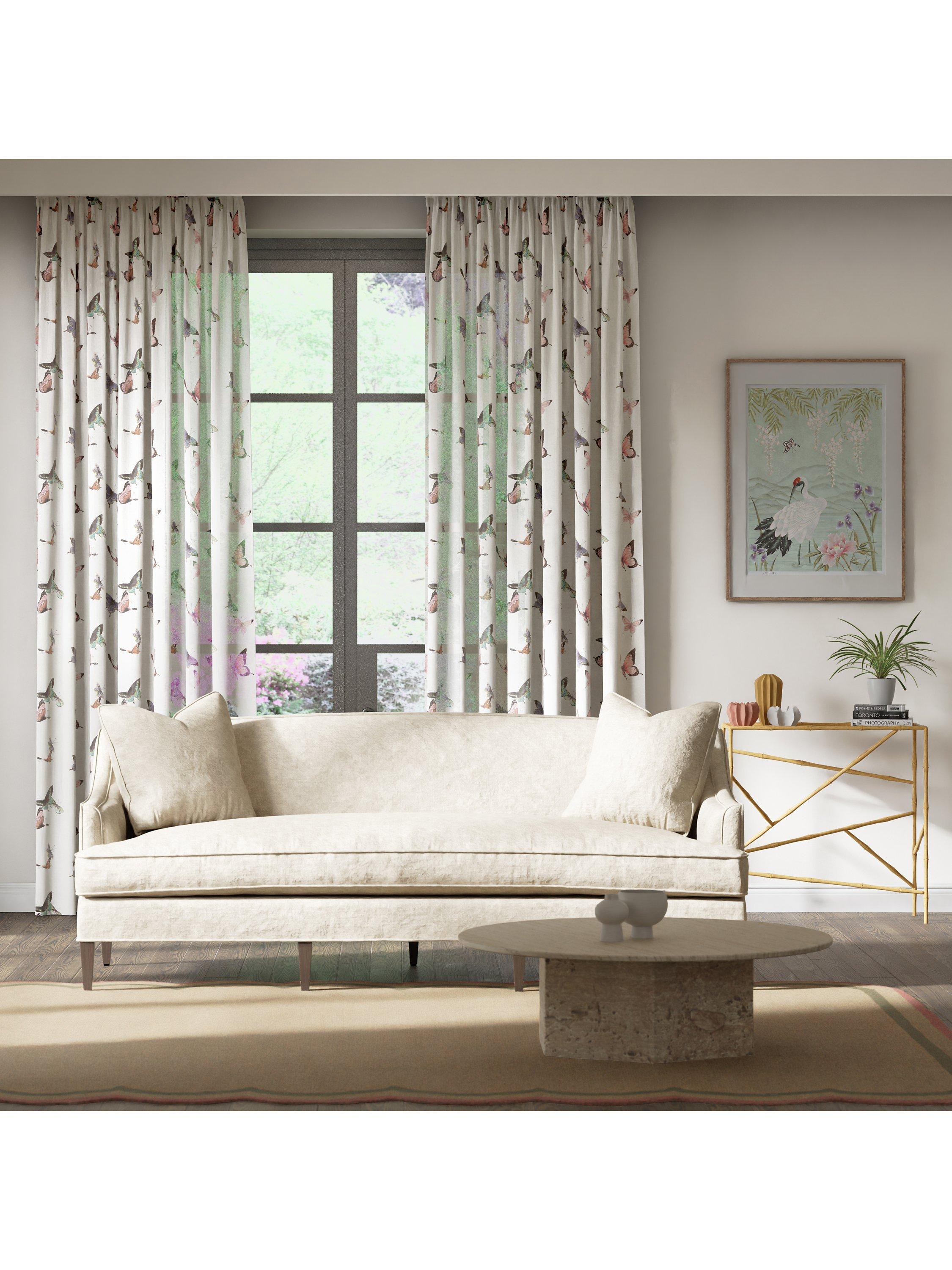 Harlequin Emmeline voile fabric Chalk/Rose/Sky - British product
