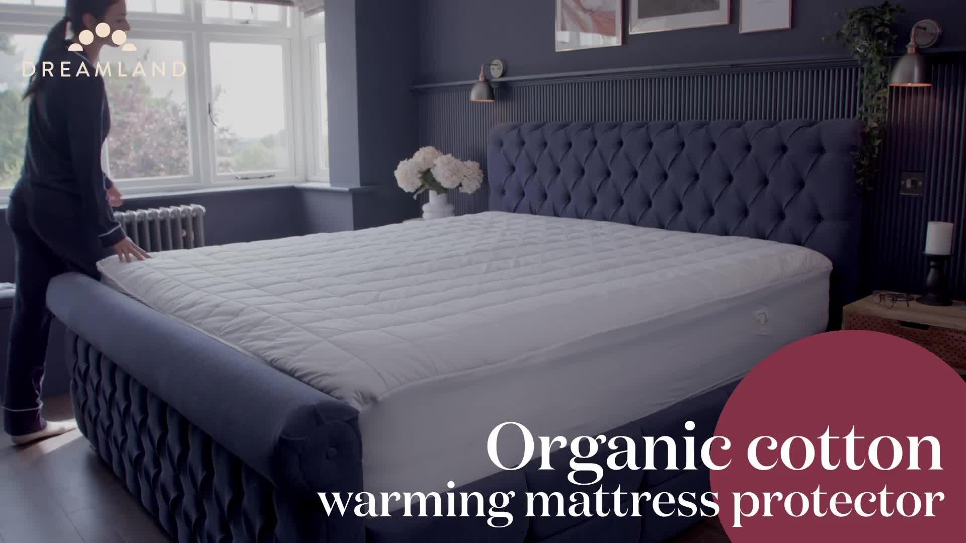 Dreamland organic cotton heated mattress protector double white - British product