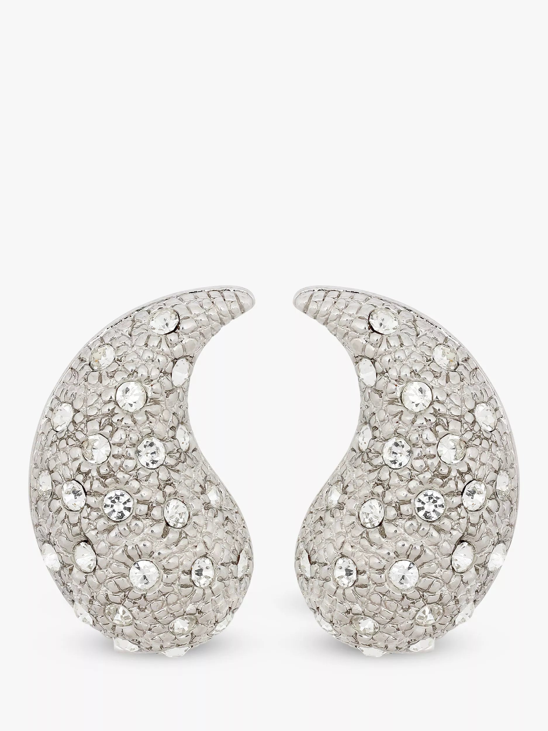 Eclectica pre-loved large Swarovski crystal comma clip-on earrings (British brand)