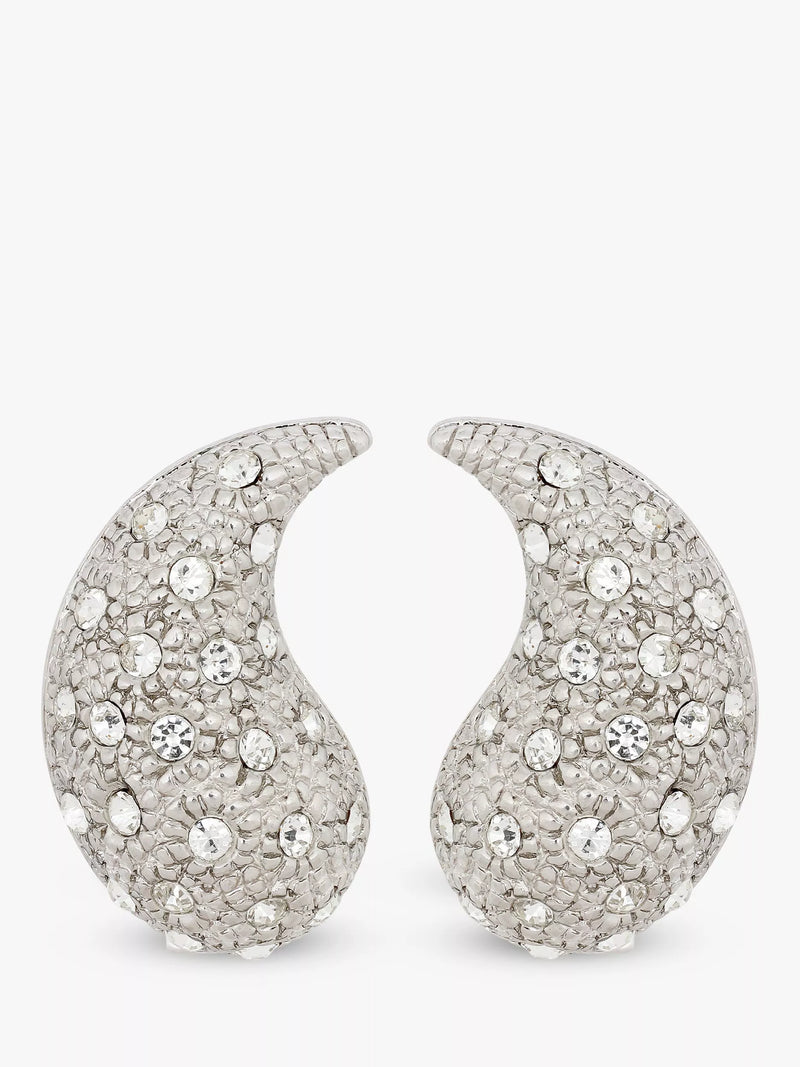 Eclectica pre-loved large Swarovski crystal comma clip-on earrings (British brand)