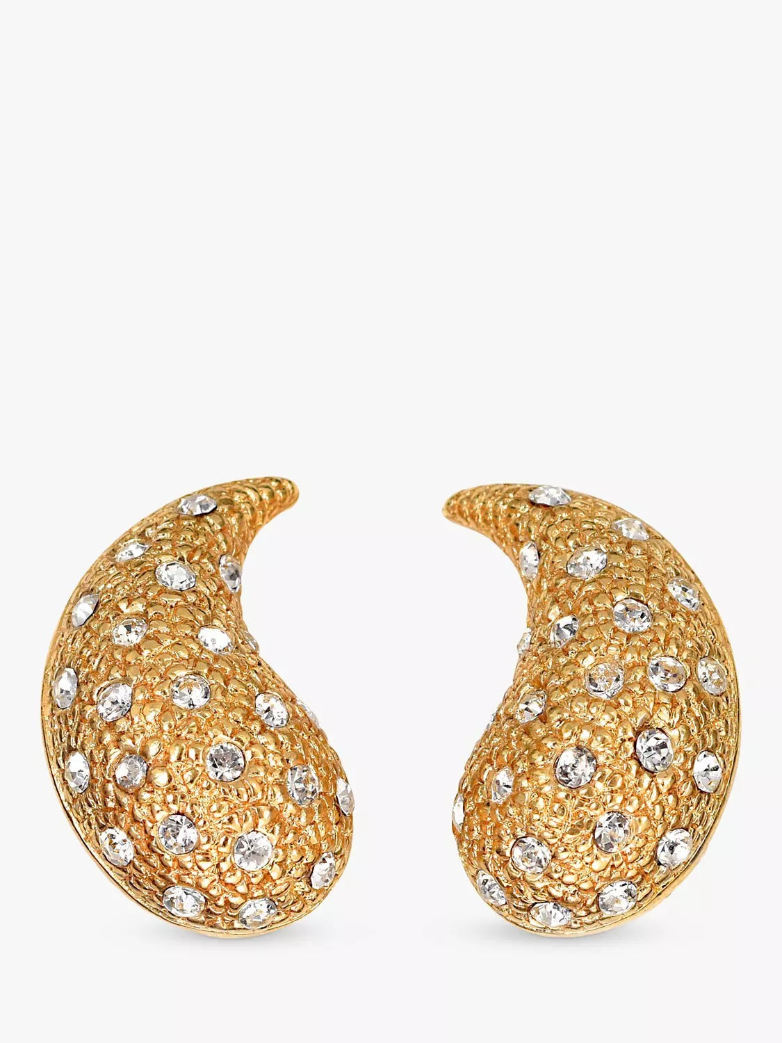 Eclectica Pre-Loved Swarovski Crystal Large Comma Clip-On Stud Earrings