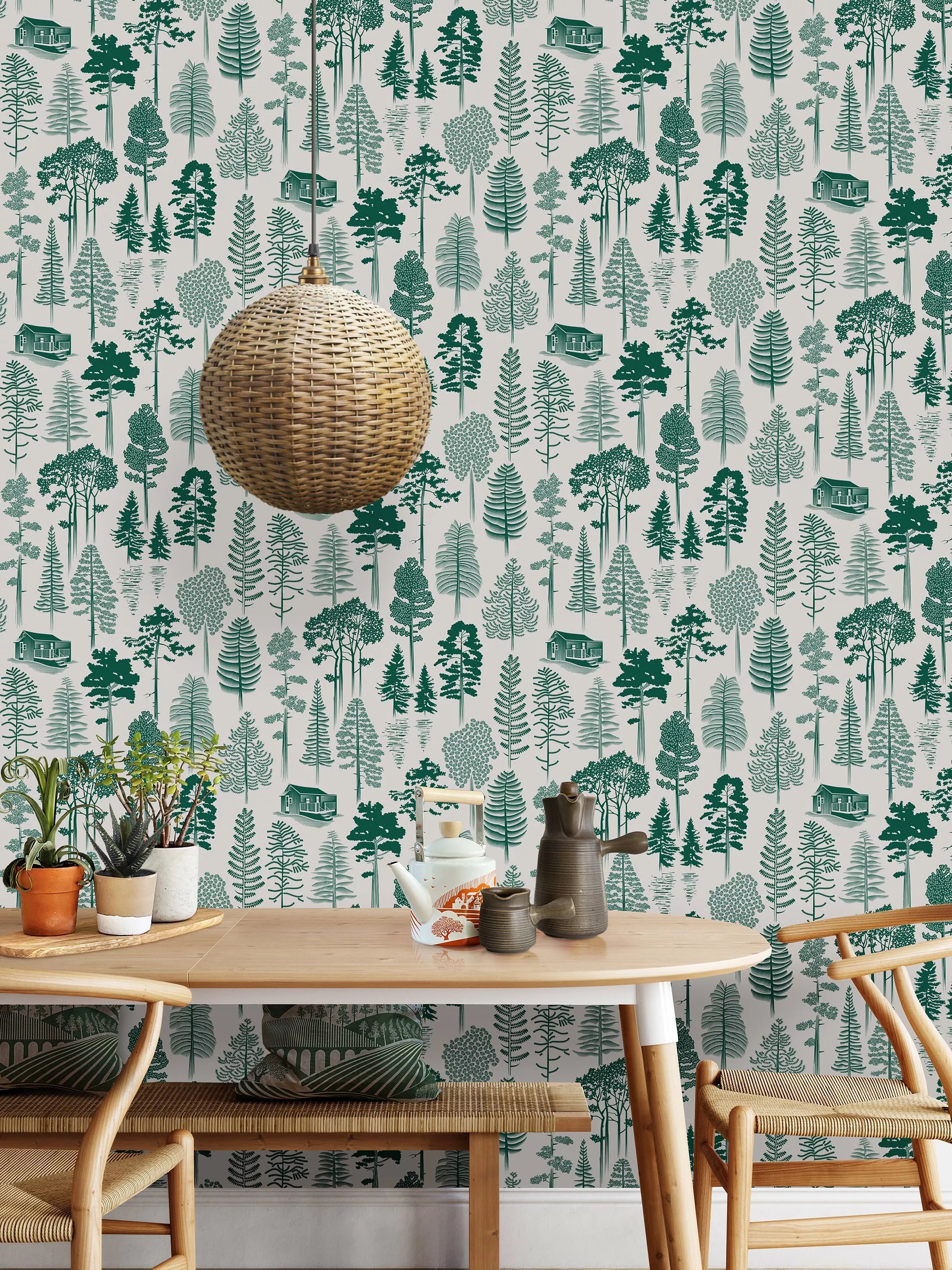 Mini Moderns Catskills forest print wallpaper L10m x W52cm, imported from the UK