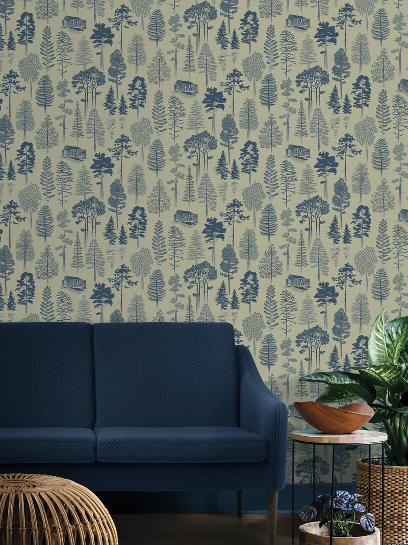 Mini Moderns Catskills forest print wallpaper L10m x W52cm, imported from the UK