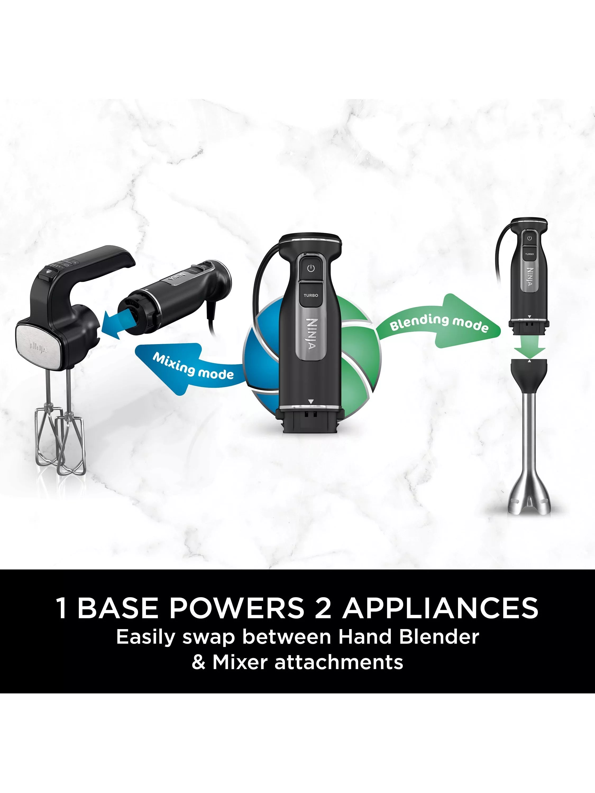 Ninja 2-in-1 immersion blender mixer silver black, imported from UK