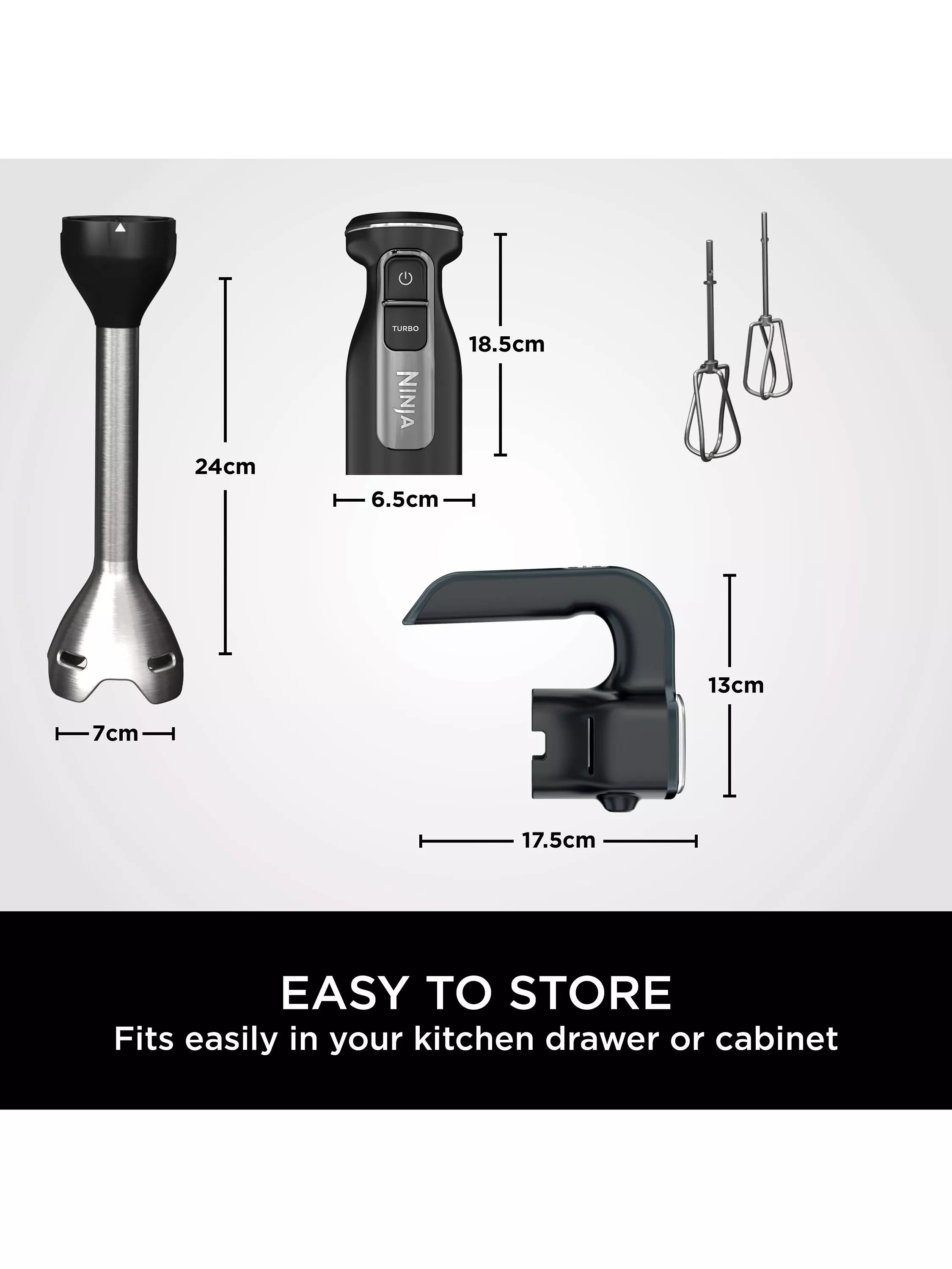 Ninja 2-in-1 immersion blender mixer silver black, imported from UK